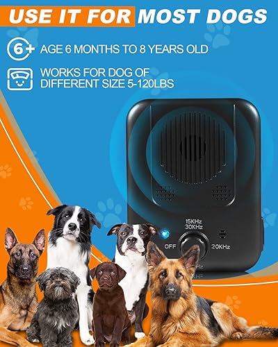 Miniatura 2 de Dispositivo antiladridos, dispositivo de control de ladridos mejorado para perros con 3 niveles de sensibilidad y frecuencia ajustables, herramienta