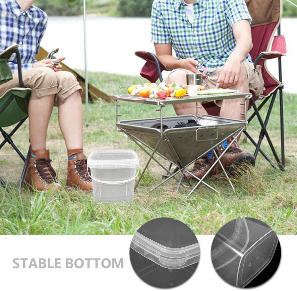 Holibanna Water Food Bucket with Lid and Handle 3L Plastic Container Portable for Camping Outdoor Storage
