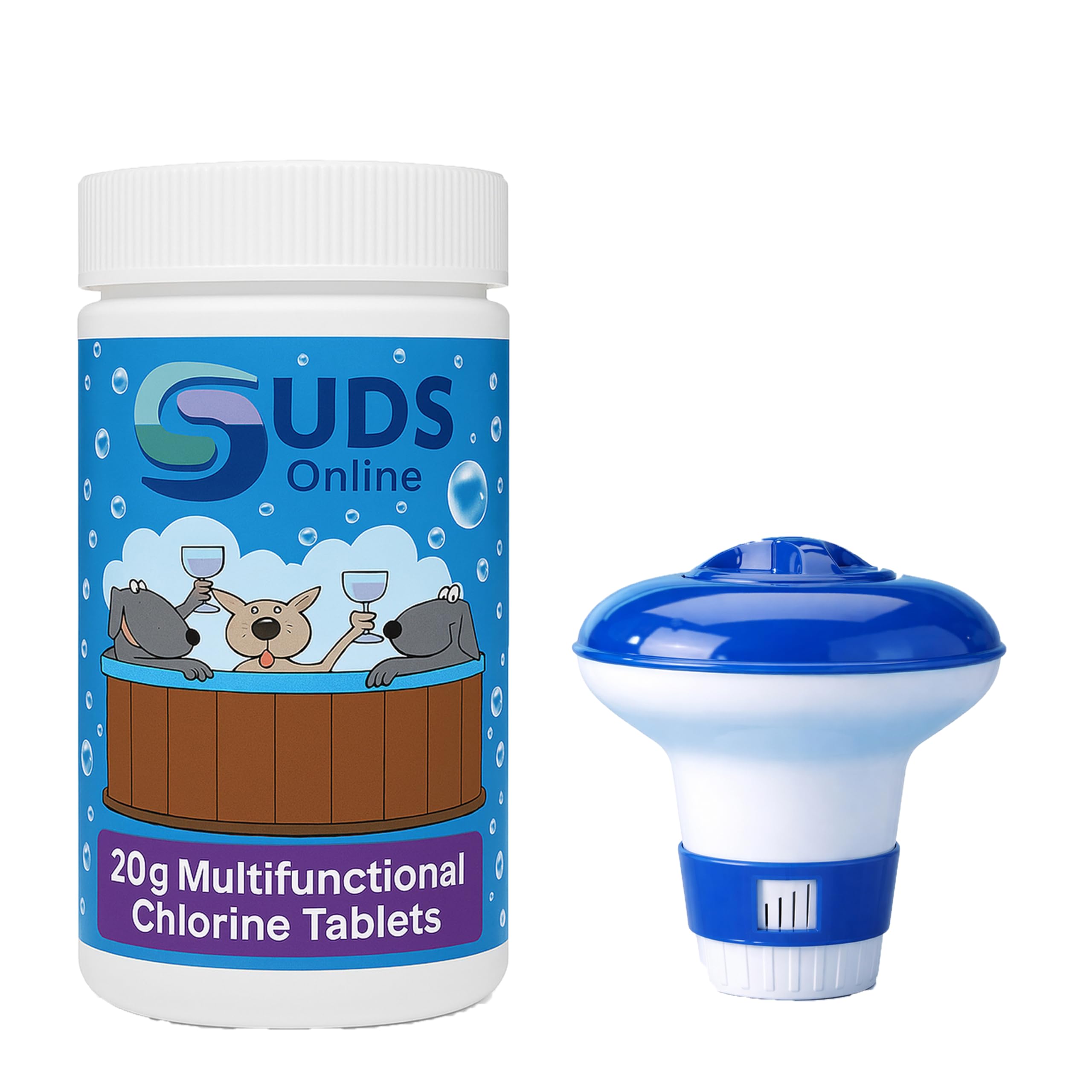 Suds-Online Chlorine Floating Dispenser With 50 X 20G Chlorine Tablets For Pools Spa Hot Tub
