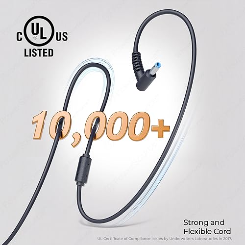 Miniatura 5 de PowerSource Adaptador de CA HP Smart Blue Tip de 19.5 V, 65 W, 45 W, 14 pies de largo, para muchos modelos, incluyendo X360 Pavilion, Envy, Spectre,