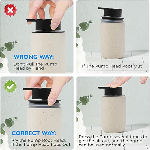 Miniatura 4 de Aibrezin Dispensador de jabón de manos espumoso, soporte de jabón de cerámica, accesorios de baño, bomba de cocina decorativa, botella, dispensador