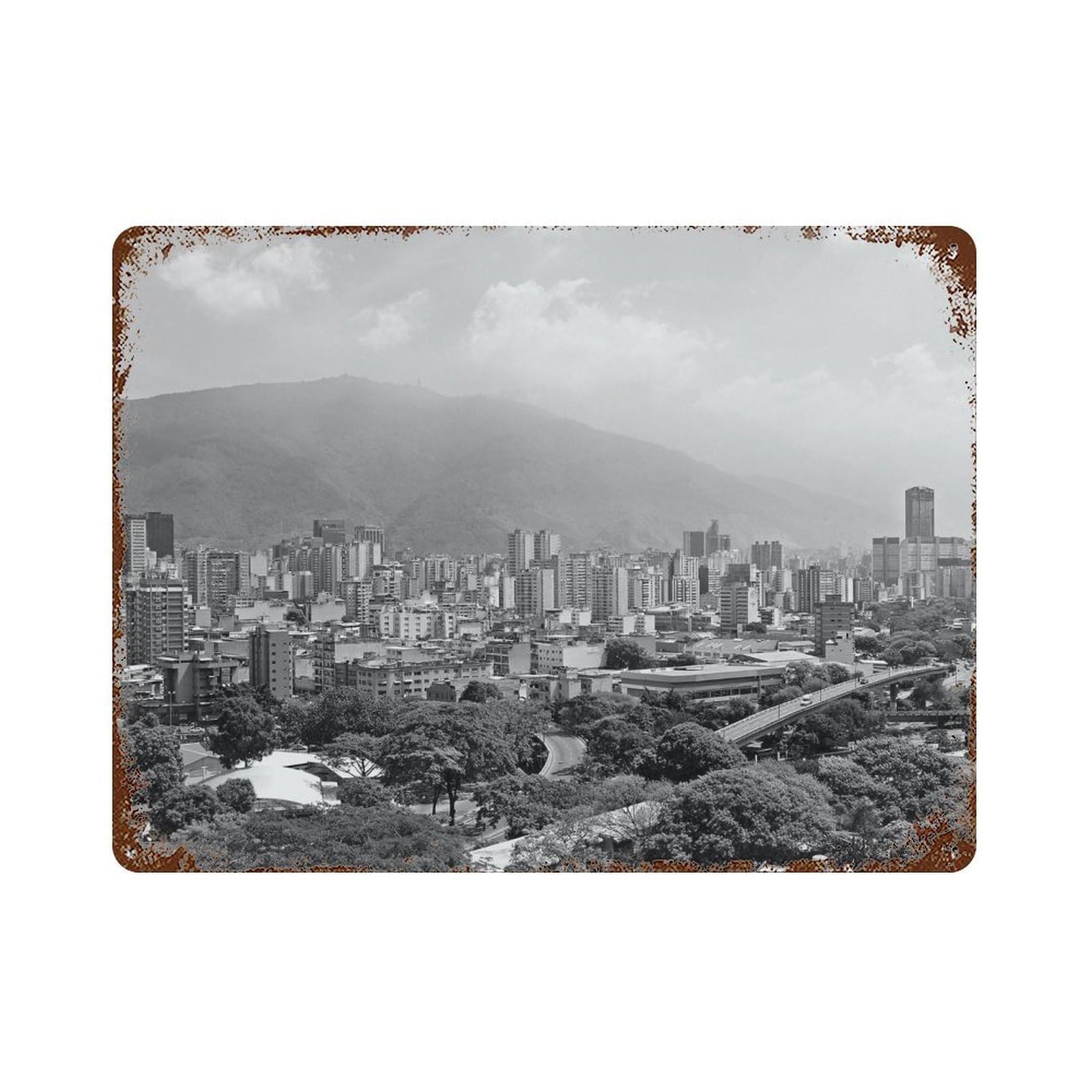 xiaoxiaoshen Black And White Caracas Photo Decor Venezuela Wall Decor Art Metal Tin Poster Modern Home Decor Art Home Bar Shop Decorations Vintage Sign 30x40cm