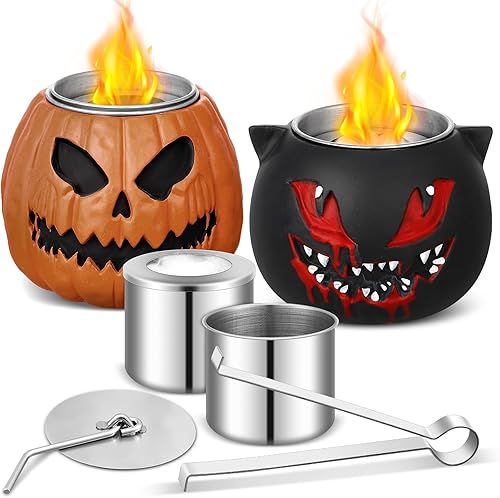 Umigy 2 piezas de mesa de Halloween para fogata de mesa con alcohol para decoración de fogatas para interiores y exteriores, chimenea portátil para
