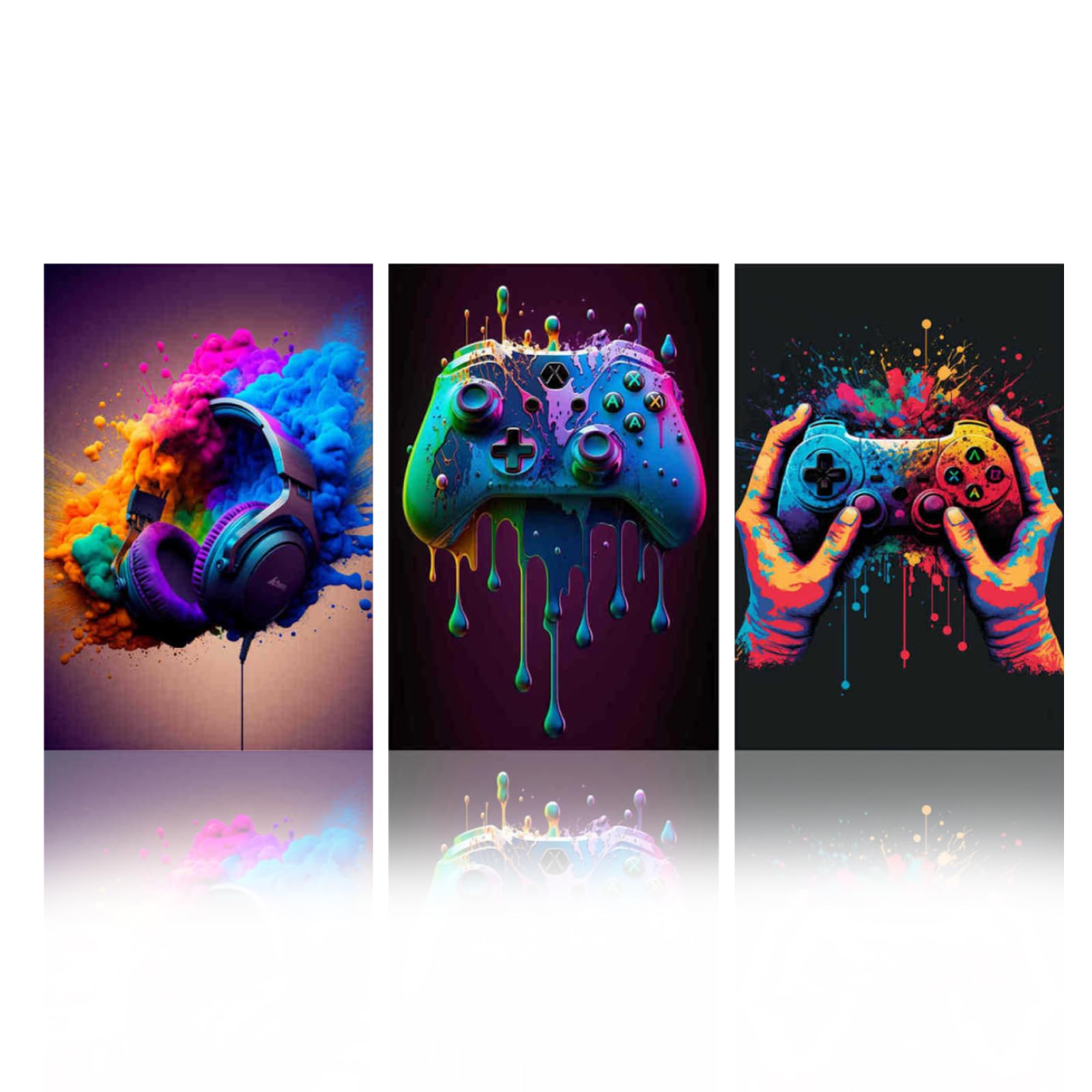 KiKiHong 3-Piece Gaming Canvas Wall Art,Game Room Decor Gaming Poster