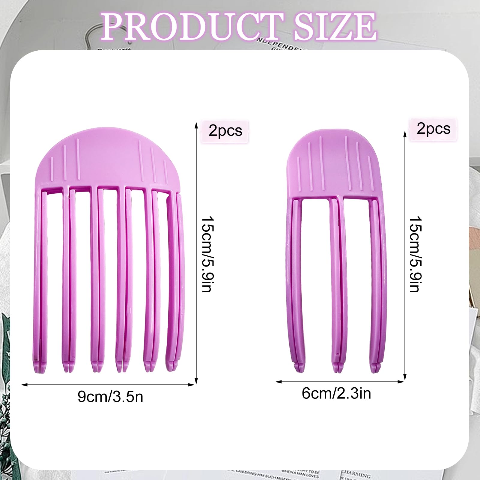 Clip de Volumen para Raíces 4 Piezas, Peines Voluminizadores de 3 y 6 Dientes, Pinzas para Cabello sin Rastro