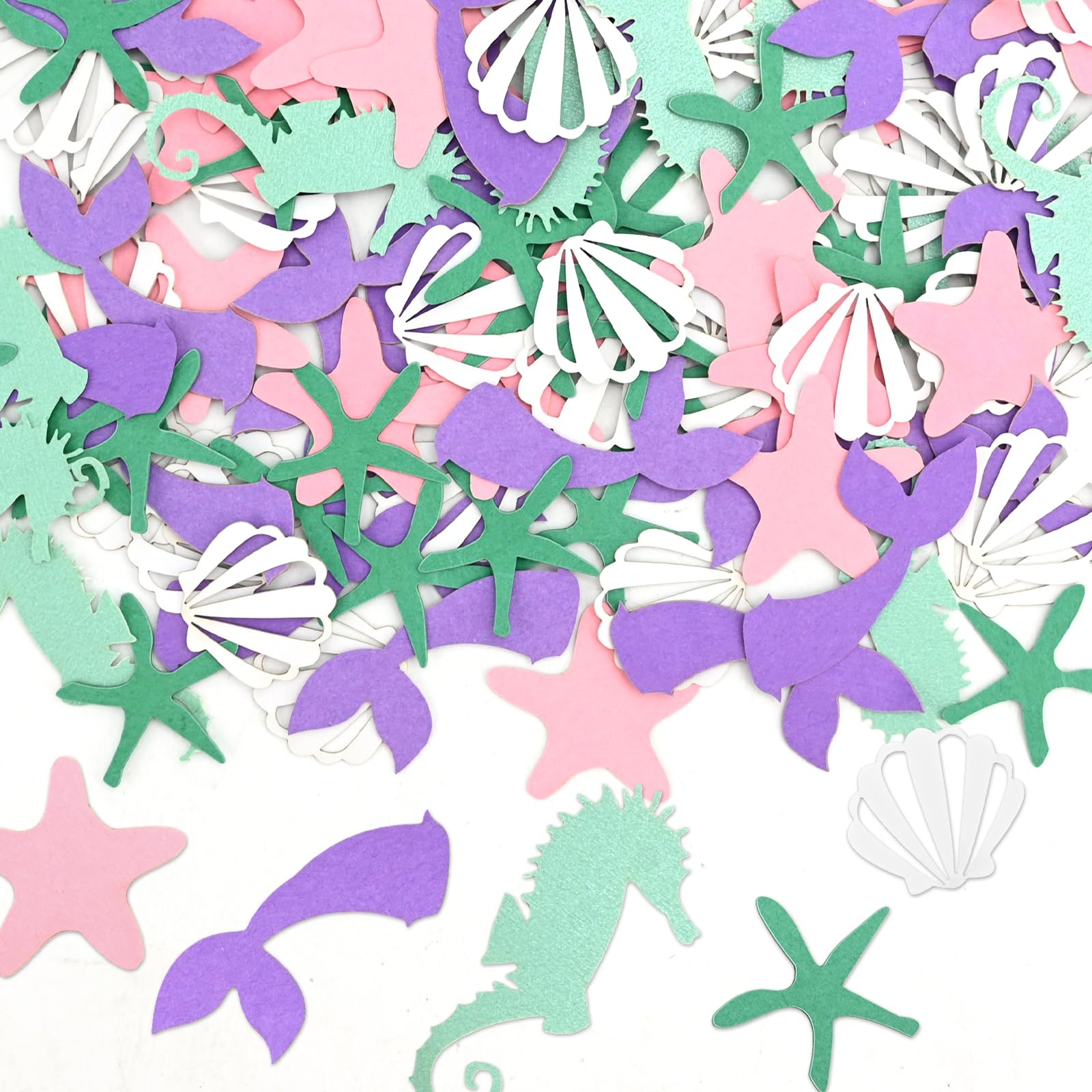 Mermaid Party Confetti, 100PCS Ocean Themed Table Confetti Party Decoration, Mermaid Starfish Seahorse Paper Confetti for Birthday Baby Shower Wedding Party Halloween Christmas DIY Table Decor