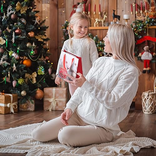 Miniatura 5 de Novnsoi 16 bolsas de Navidad para envolver regalos de vacaciones, diseño de lámina de estampado en caliente, bolsas de festival reciclables