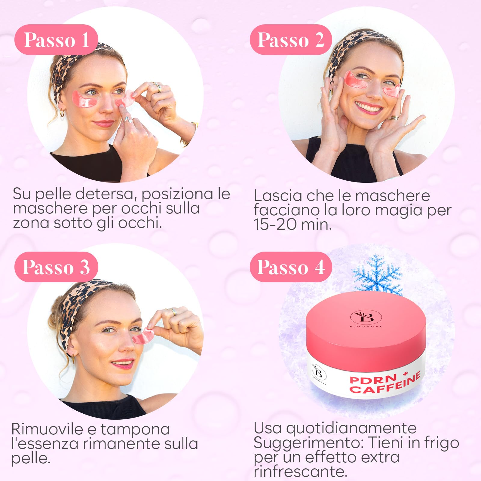 Patch Occhi, Maschera Occhi con PDRN, Caffeina e Collagene, Patch Occhiaie e Borse, Maschera Occhiaie, Eye Mask per Schiarente e l'idratazione (30 Paia)