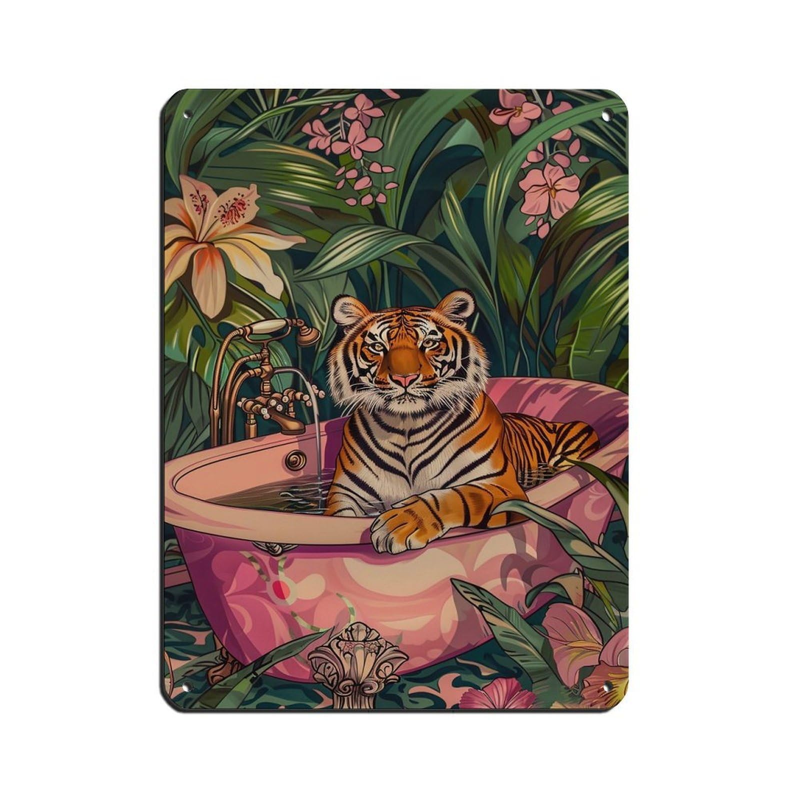 Matisse Tiger On The Bathtub Poster Retro Poster Metal Tin Sign Chic Art Retro Iron Painting Bar People Cave Cafe Family Garage Poster Wall Decoration 12x16inch(30x40cm)