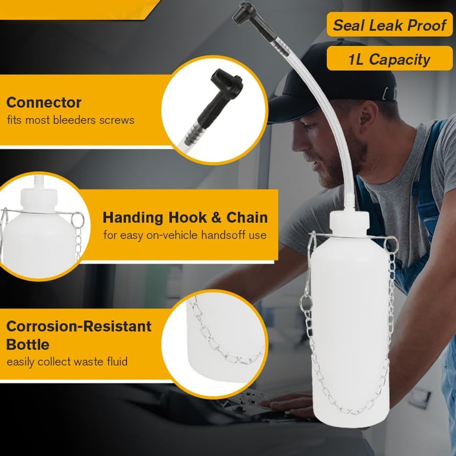 Kit Spurgo Freni Con Serbatoio 1L | Per Auto E Moto | Adattatore Universale E Tubo Incluso