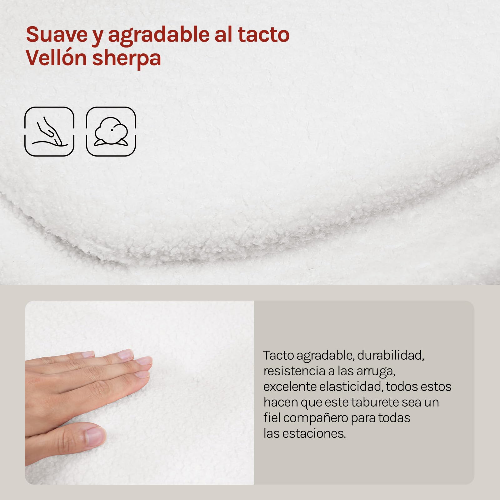 WOLTU Silla Tocador Maquillaje, Taburete de Tocador con Respaldo PU, Silla Giratoria 360°, Altura Ajustable, Funda de Tejido Polar Teddy, para Vestidor Dormitorio Estudio, Carga 150 kg, Blanco+Gris