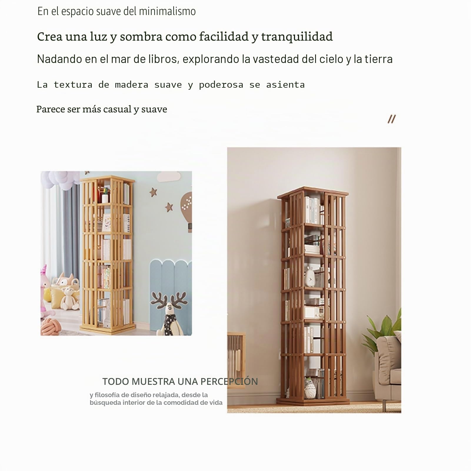 Estantería giratoria, estantería giratoria de bambú de 360°, organizador de esquina para sala de estar, estantería giratoria de almacenamiento, almacenamiento de varios niveles, almacenamient