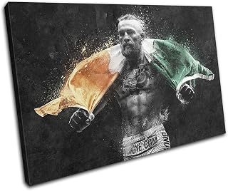 Conor McGregor UFC MMA Irish Flag Sports 90x60cm Single Canvas Art Print Box Framed Picture Wall Hanging - Hand Made in The UK - Framed and Ready to Hang