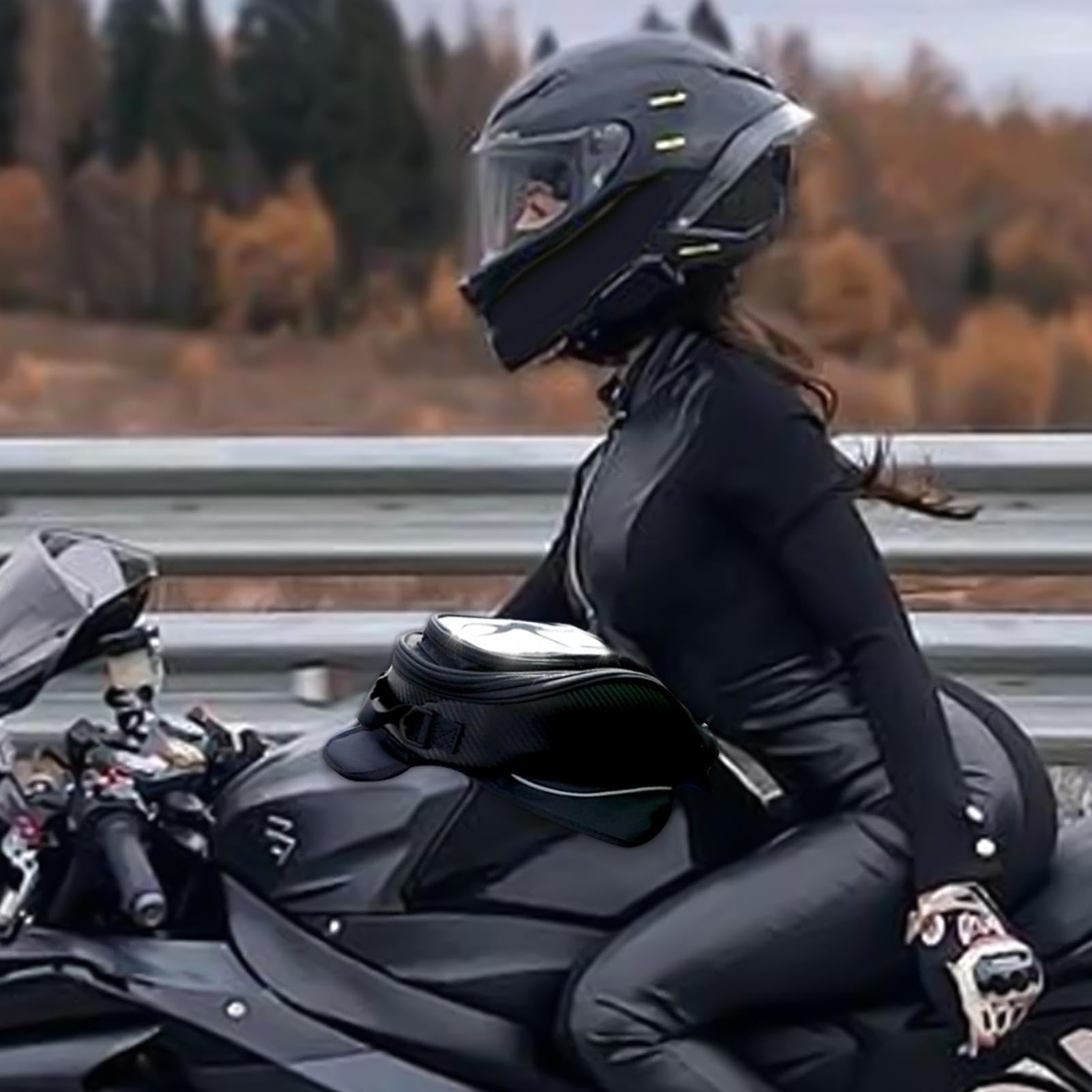 Borsa da serbatoio magnetica per moto - Confezione di custodia con custodia superiore tubolare resistente all'acqua, portapacchi da sella per motocicletta | Supporto robusto e sicuro a sgancio rapido