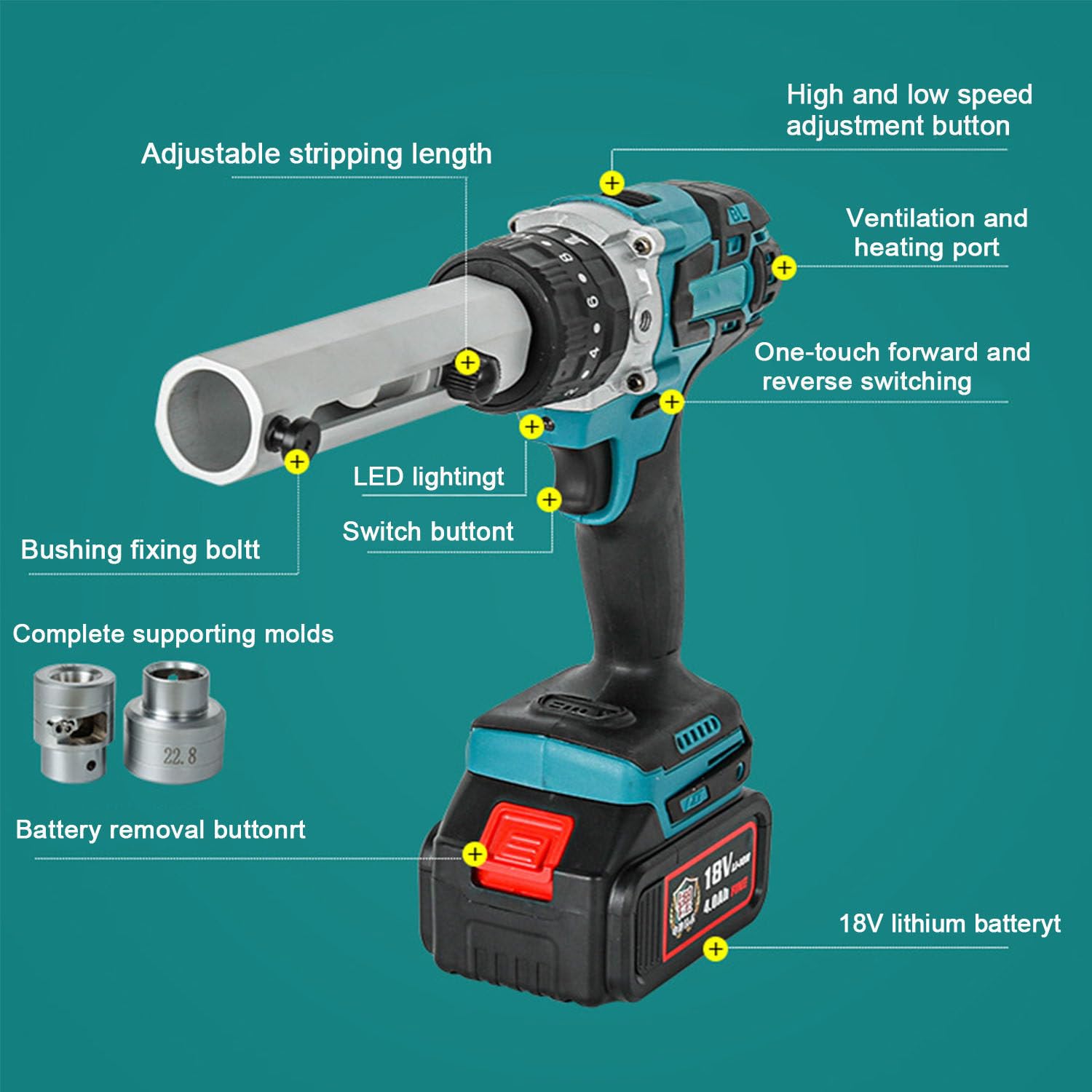 Pelacables automática para alambre de cobre de 50-300 mm², pelacables eléctrico eficiente con profundidad de corte ajustable para pelado de precisión