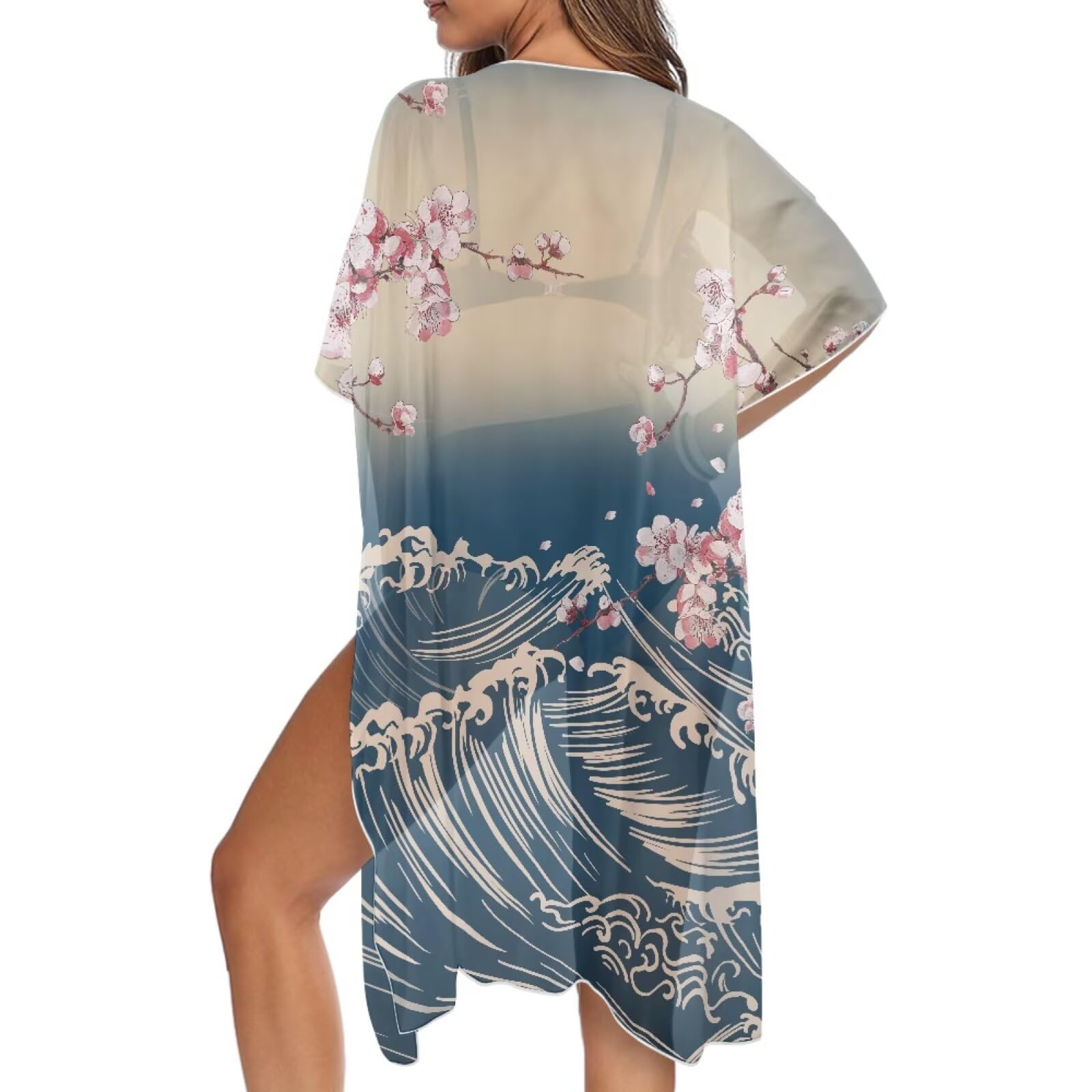 Salida de baño de gasa ligera estilo kimono para ropa de resort 8