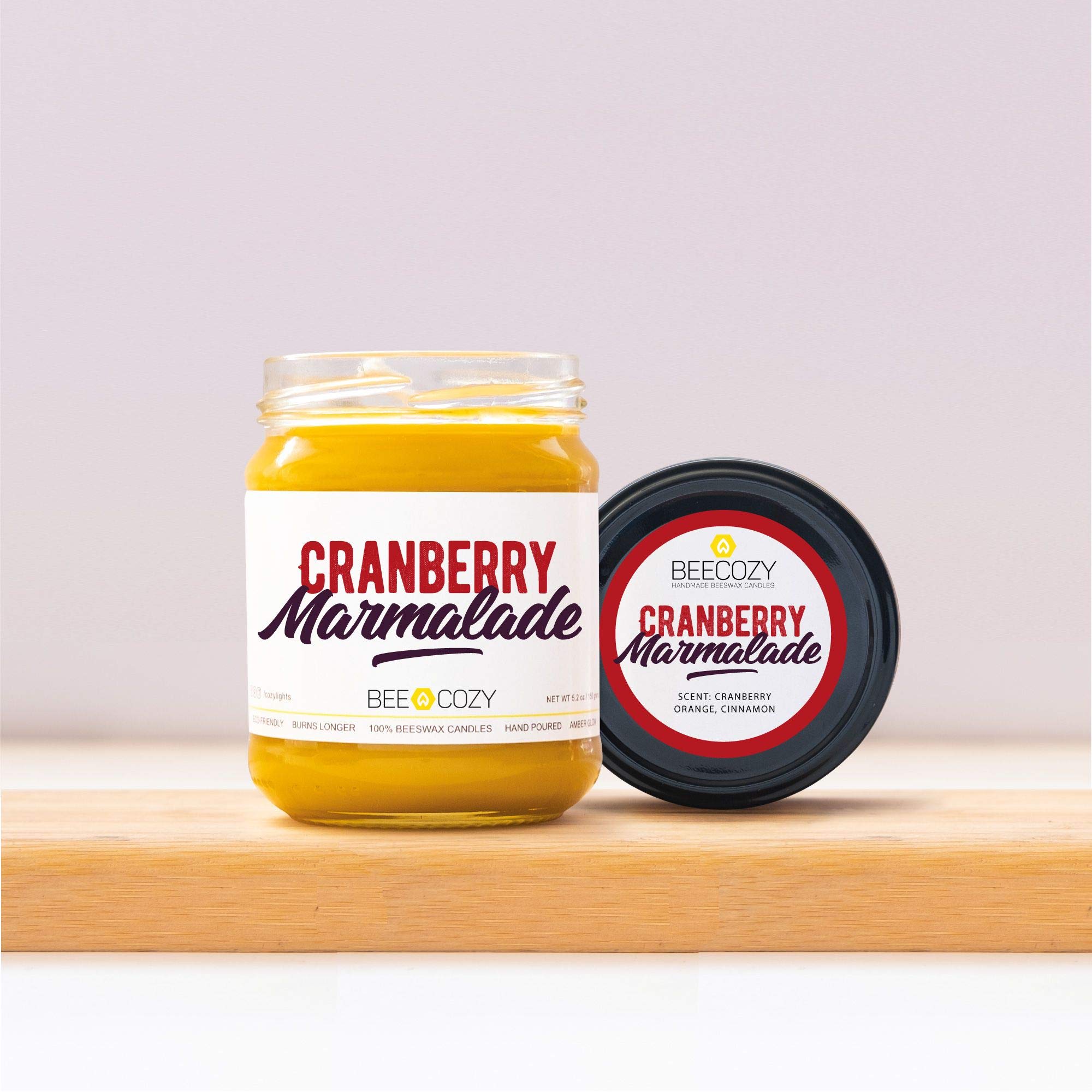 Bougies parfumées cire d'abeille Meden BeeCozy Marmelade de canneberge en verre raffiné