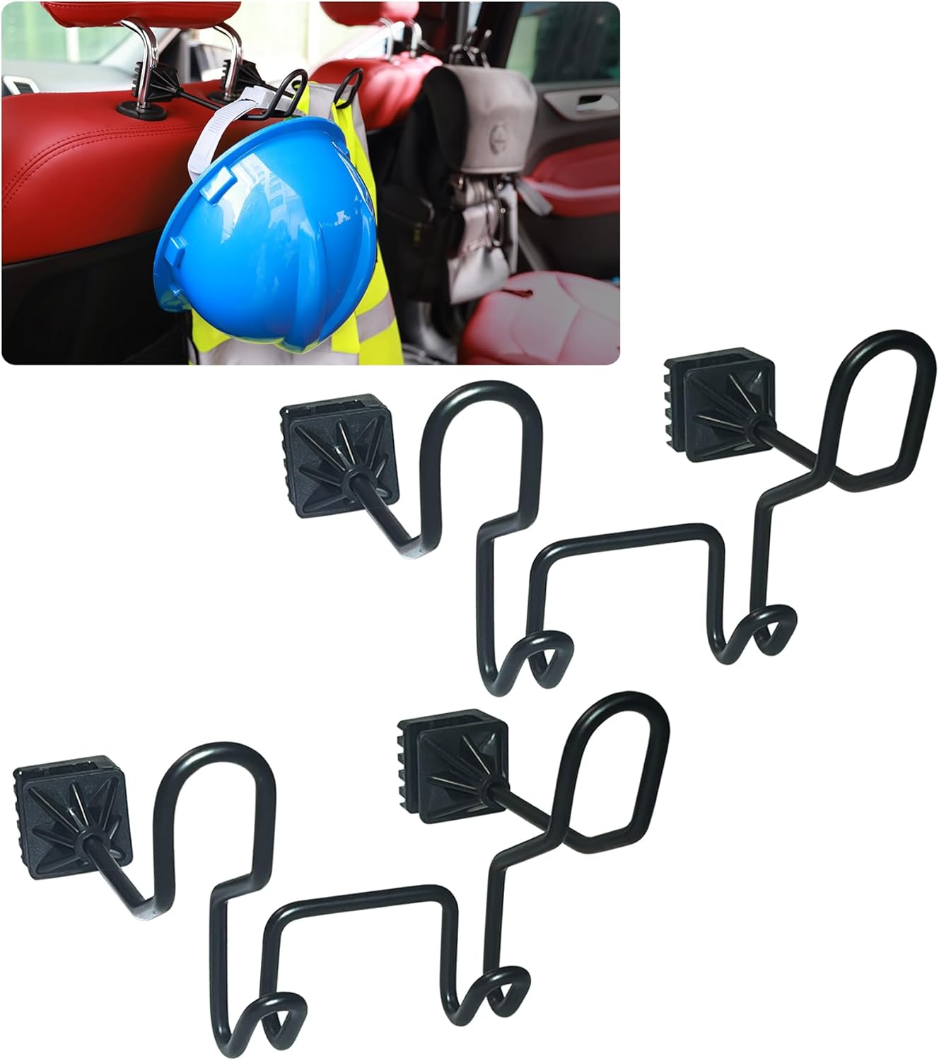 GODLIY Hard Hat Holder for Truck Seat - Work Truck Accessories for Hard Hat & Safety Vest,Car Back Seat Headrest Hooks for Men (2 PCS-upg)