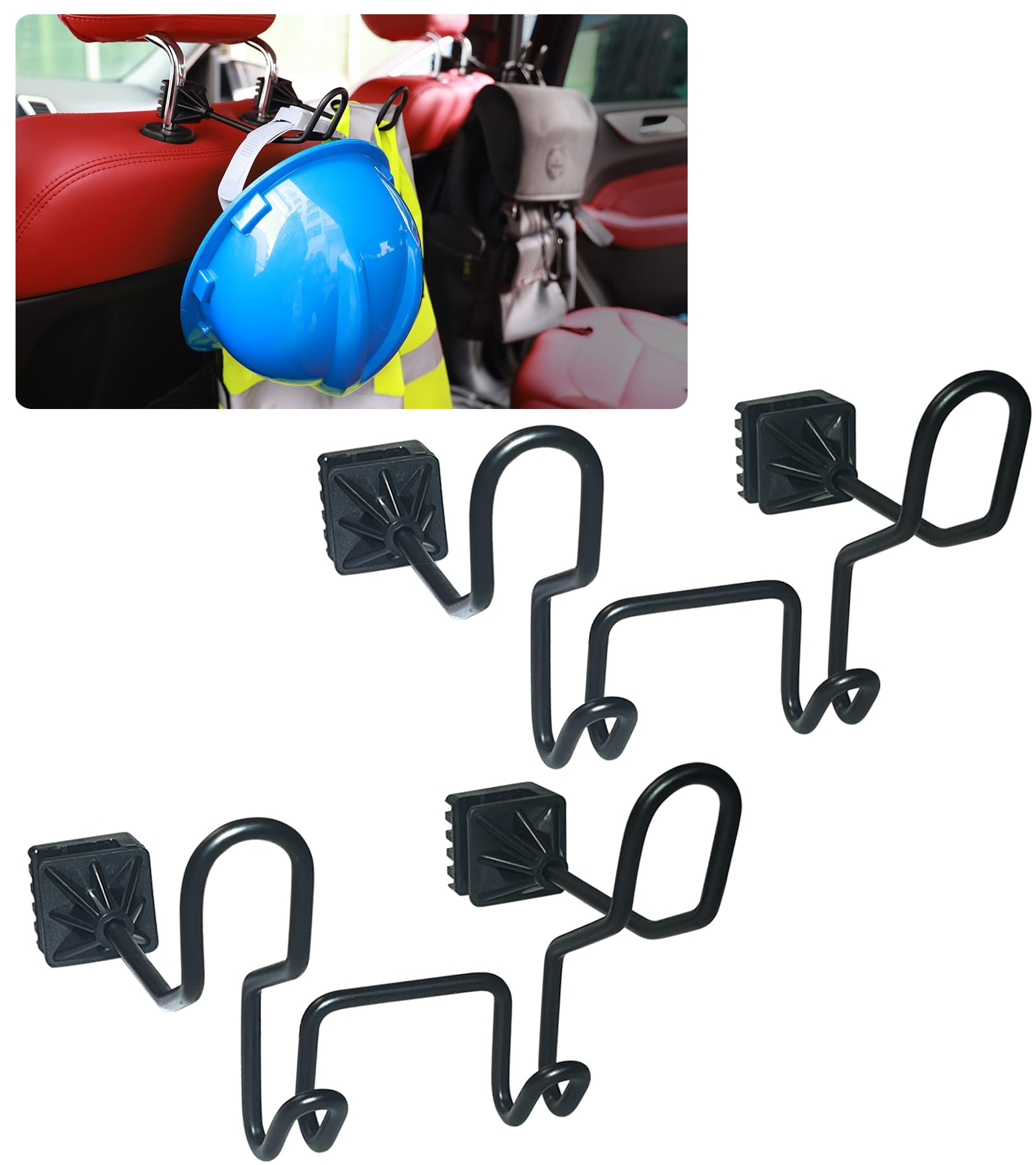 GODLIY Hard Hat Holder for Truck Seat - Work Truck Accessories for Hard Hat & Safety Vest,Car Back Seat Headrest Hooks for Men (2 PCS-upg)