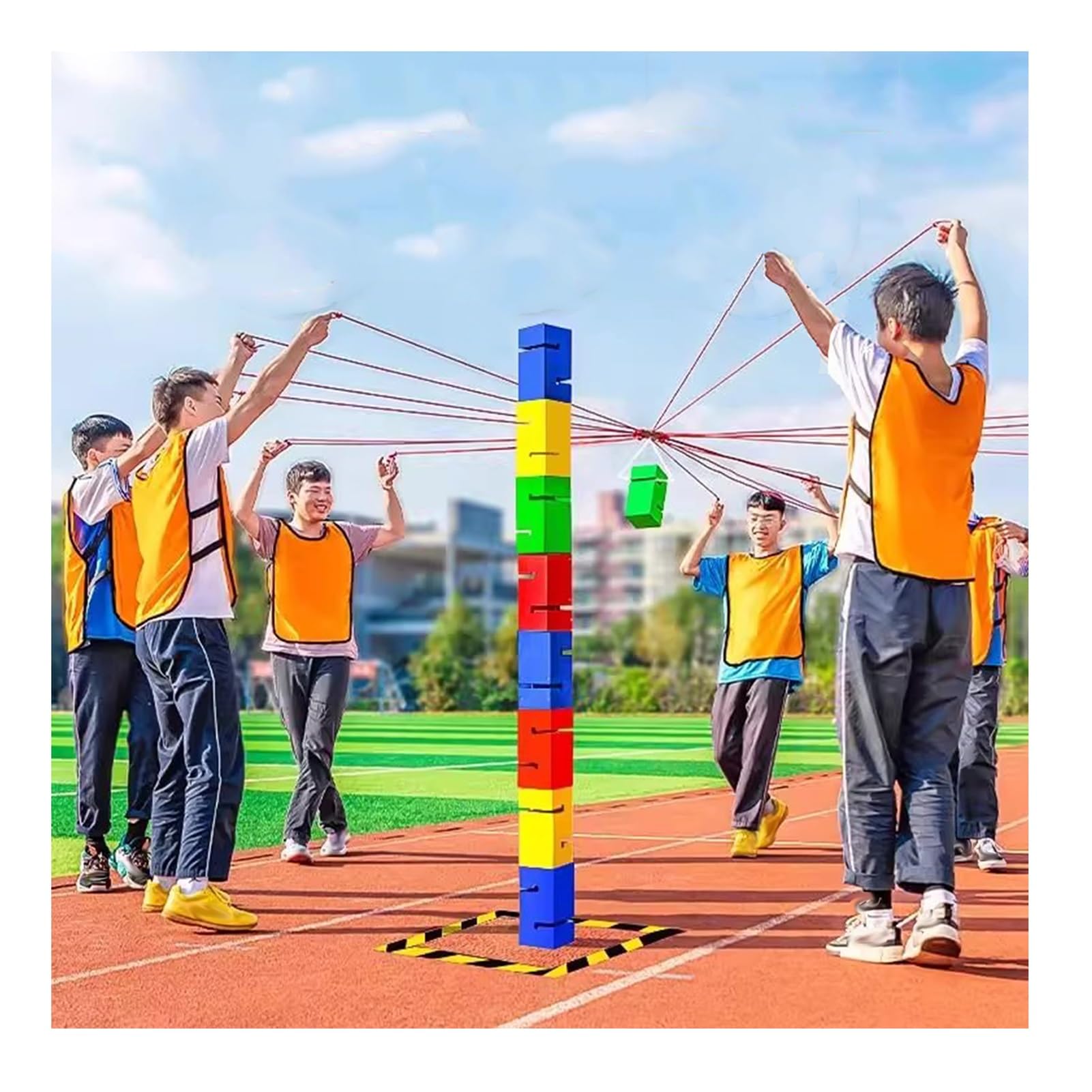 IBOWZ Field Day Team Building-Aktivitäten Block Tower Game Kit für Gruppenspiele Ice Breaker Outdoor Erwachsene Jugend Sport