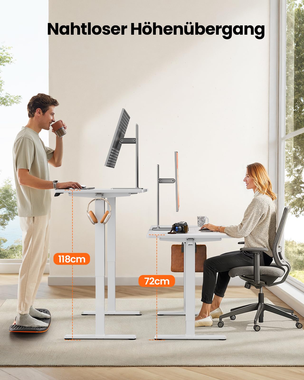 ErGear Elektrisch Höhenverstellbarer Schreibtisch 140x70 cm, 4 Memory-Funktion, Gaming Tisch mit Vierteilige Tischplatte