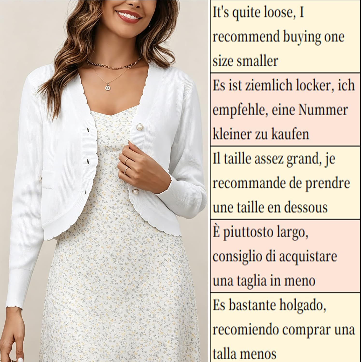 Boléro Femme Cardigan Court Gilet Veste Tricot Bouton Manches Longues pour Robe T Shirt Bretelle Chic Elégante Soirée Fête Décontracté