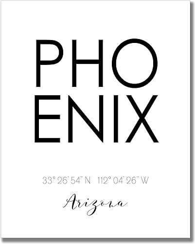Miniatura 2 de TnT Prints - Juego de 2 impresiones artísticas de pared de Phoenix (8 x 10) blanco y negro brillante, impresiones artísticas de Arizona