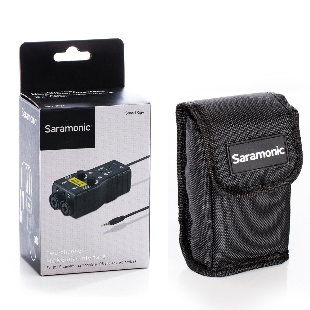 Saramonic SmartRig+ Microphone karaoké XLR / 3,5 mm à 2 canaux Mélangeur Audio Préampli et Interface de Guitare pour appareils Photo Reflex numériques Caméscope iPhoneX 8 7 et iPad Smartphone Android