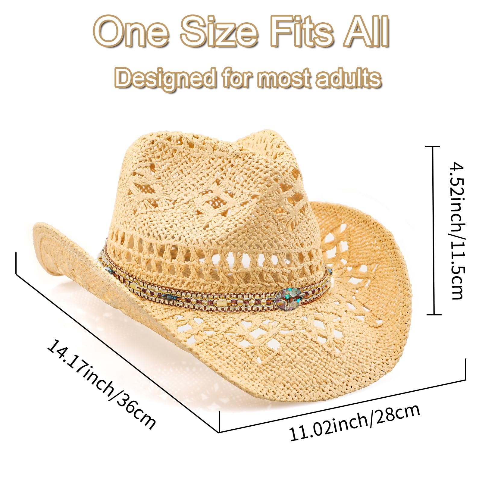Sombrero de vaquero, sombrero de vaquera, sombreros de vaquero para mujeres/hombres, sombrero de vaquero de ala moldeable para mujer