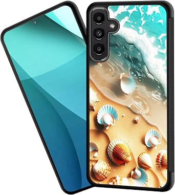 for Galaxy A15 5G Case,Tire Anti-Skid Edges Cute Design Shockproof Bumper Full Protection Black Back Cover for Samsung Galaxy A15 5G,Beach Shells by The Wave