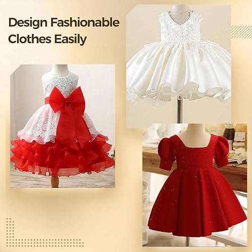 Miniatura 5 de Juego de 10 maniquíes de modista a sastre con agujas, parches de costura, cintas medidoras, forma de vestido de muñeca, tamaño 1/4, maniquí de