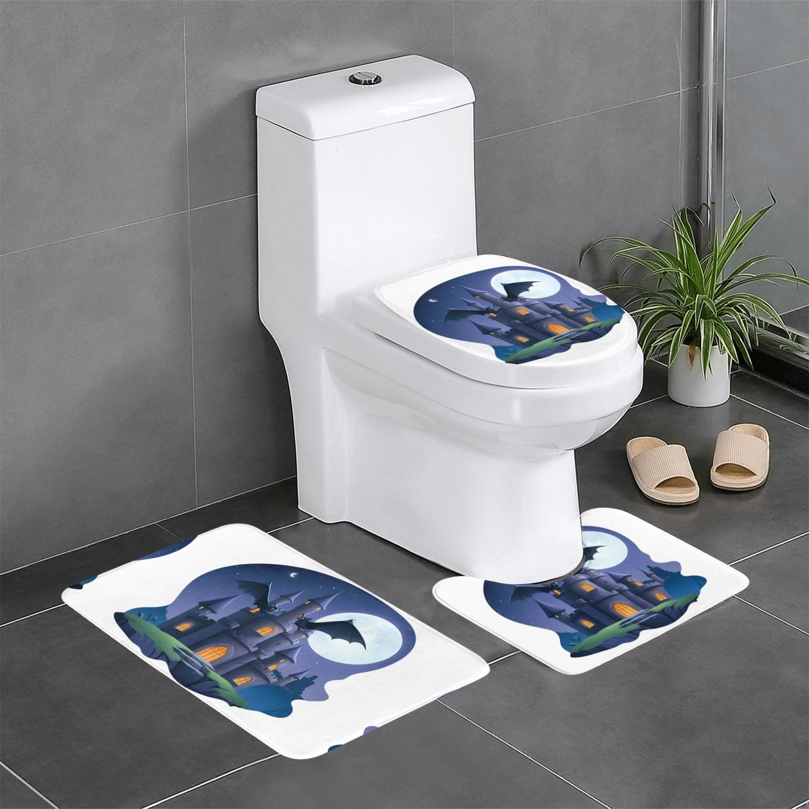 Tapis de salle de bain 61 x 40,6 cm rectangulaire en U et O pour WC