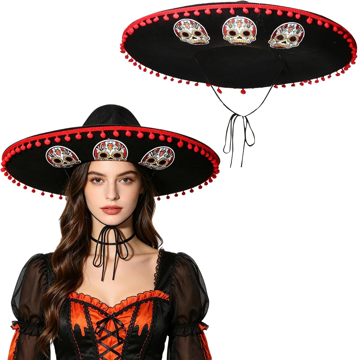 Agoky Adult Mexican Mariachi Sombrero Hat Festive Headwear | Sombrero Straw Hat,Fun Costumes,Accessories,Cosplay Accessory,Decorative Piece,Theme Event,Parade Wear,Festival Outfit