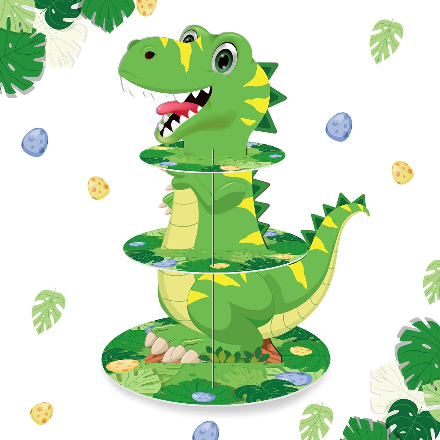 CEYOUPRO 3 Tier Dinosaur Cupcake Stand Party Decorations