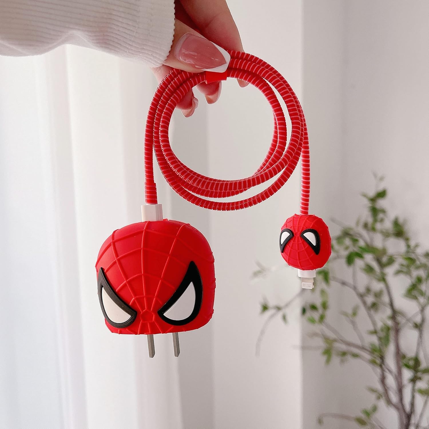 for iPhone Charger Protector Case 18W/20W, 4 in 1 Silicone, 3D Cute Kawaii Aesthetic Charger Protective Design for Apple Chargers Only (Spiderman)-image-15