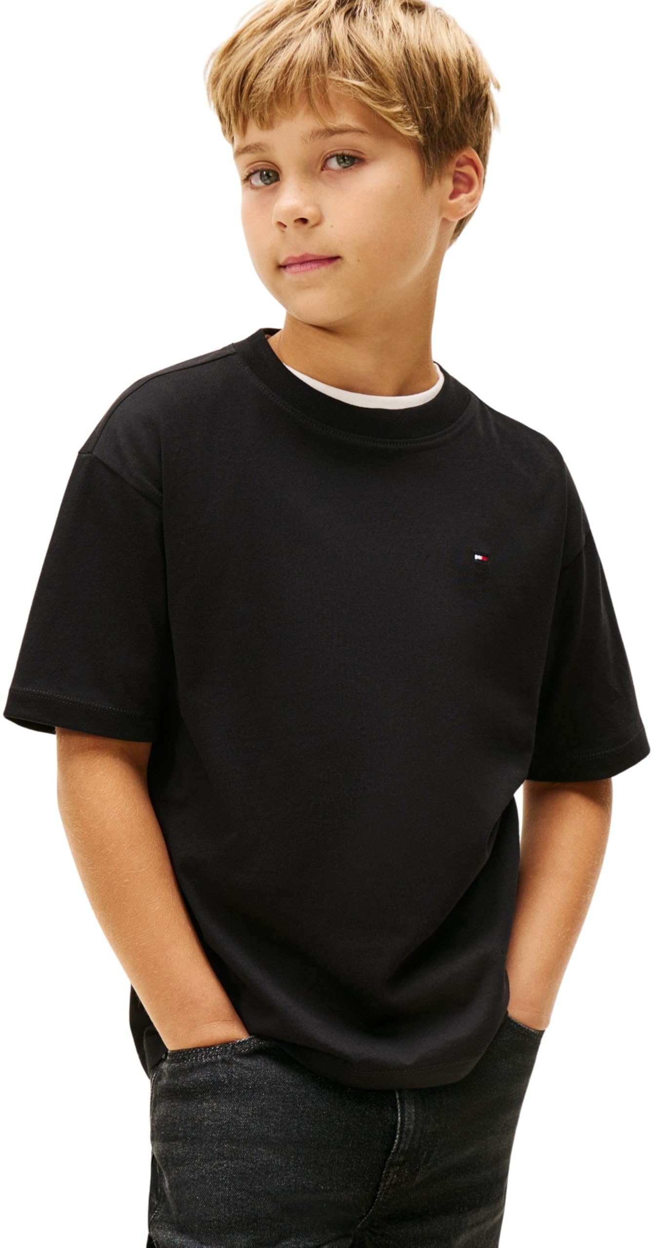 Tommy Hilfiger Boy's Essential Archive FIT TEE SS KB0KB09646 Other Tops, Black (Black), 7 Years