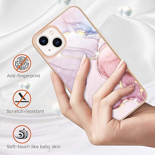 Miniatura 2 de YBDD - Funda delgada para iPhone 13 Mini, diseño de mármol brillante IMD para niñas, lente de cámara y cubierta protectora de pantalla para iPhone