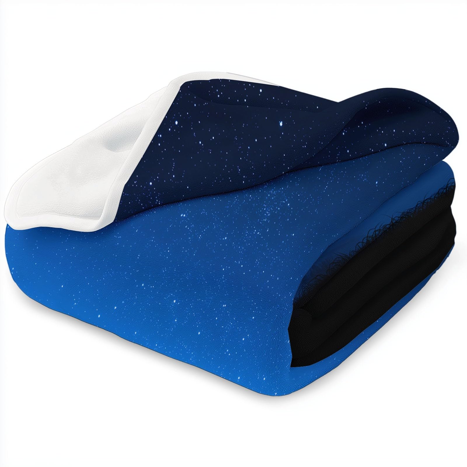 Koc Sherpa 200 x 200 cm Gwiaździsty Nocny Widok Góry Plaid Ciepły i wygodny koc Granatowy, Dwustronny, Hipoalergiczny, Na Krzesło Sofa Łóżko Biuro