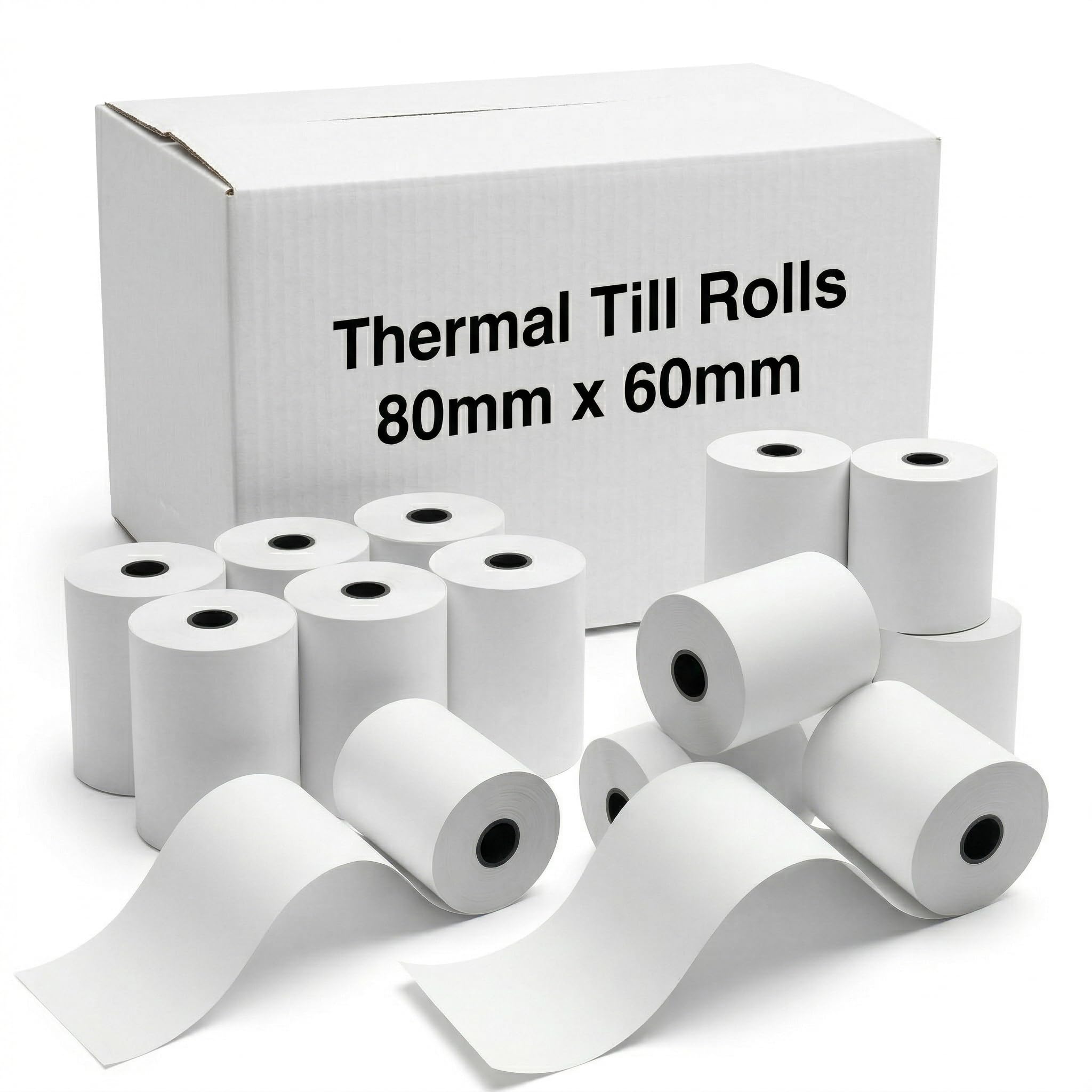 80x60mm Thermal Paper Rolls for Mobile POS Cash Receipt Printers, Thermal Roll of Pack of 80 Rolls for Credit Card POS Machines, Premium Quality BPA-Free Till Rolls Set Compatible with All Devices.