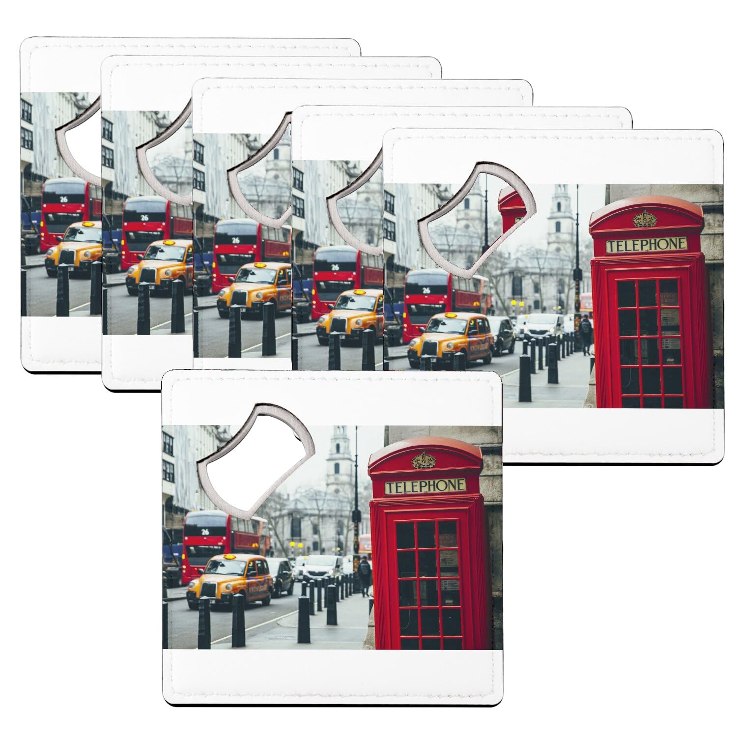 Sous-verre décapsuleur cabine anglaise rouge Londres - Dessous de verre bière 6 pcs