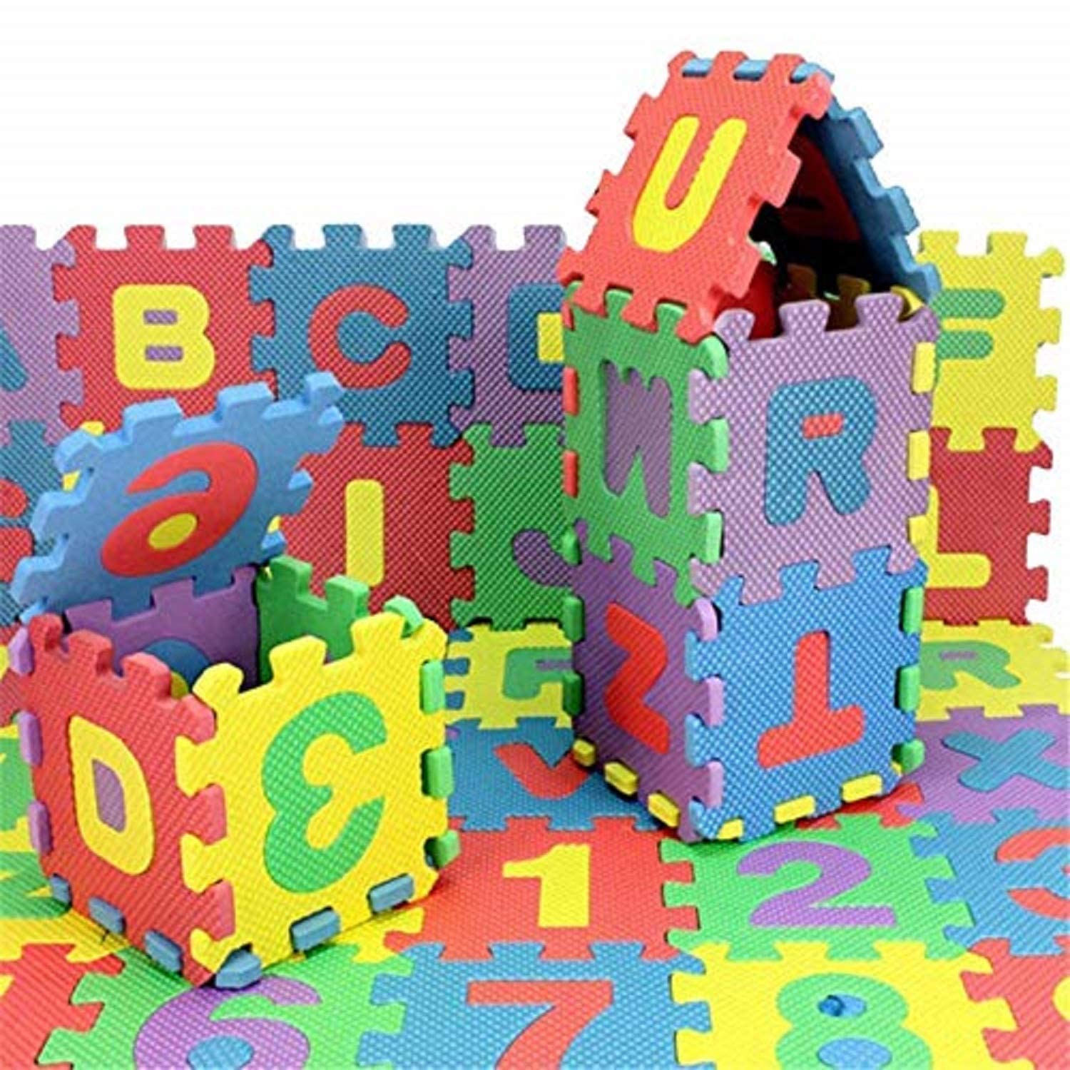 ABC Learning Interlocking Puzzle Foam 36 Pieces Big Tiles Mat with Alphabets and Numbers for Kids-image-18