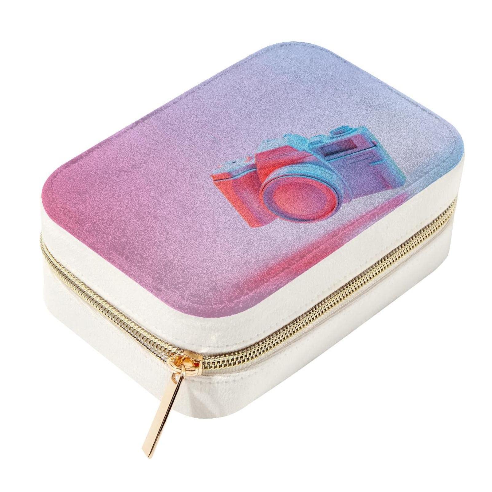 Bolso de joyería rosa para viajes y tocador joyero pequeño de terciopelo