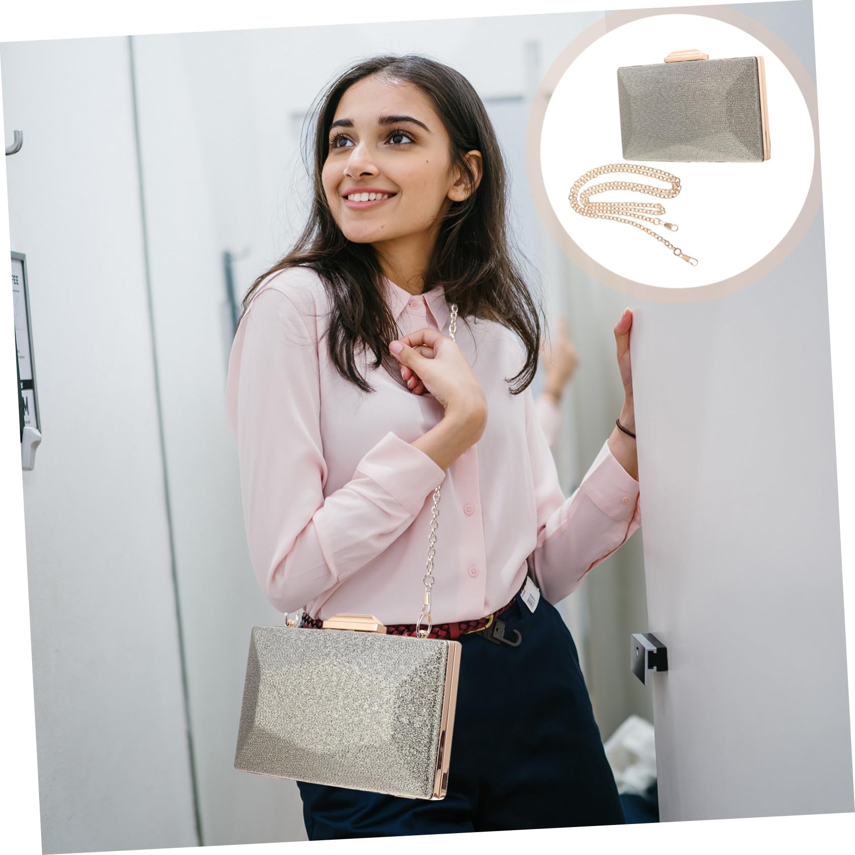 Ipetboom Bolso de Mano Degradado para Fiesta Mujer Bandolera Elegante Diseño Geométrico de Satén Plateado Versátil para Cenas Especiales