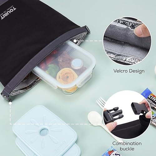 Miniatura 6 de TOURIT Bolsa de almuerzo con hebilla, duradera, plegable, plegable, bolsa de almuerzo aislada para mujeres y hombres, para el trabajo, almuerzos al