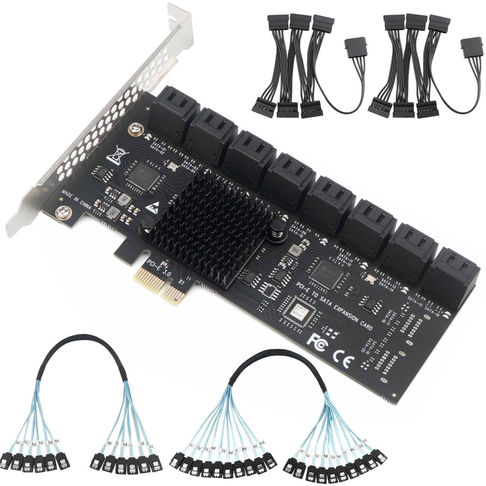 Amazon.com: PCIe x1 to 16-Port SATA 3.0 Expansion Card for Desktop
