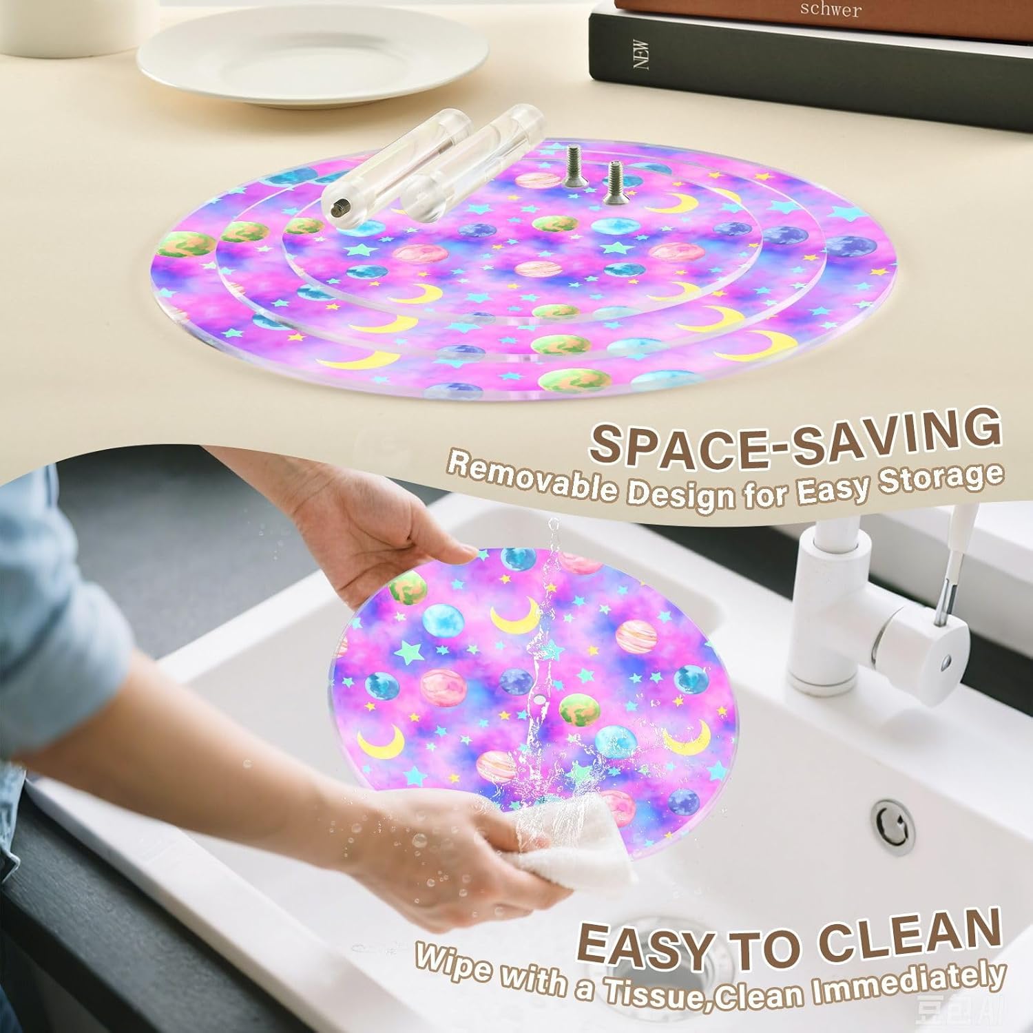 Planet Star Moon 3 Tier Acrylic Cupcake Stand, Cupcake Stand for 34 Cupcakes for Weddings, Christmas,Holidays,Parties,Birthday,Printed Cupcake Tower 23300456