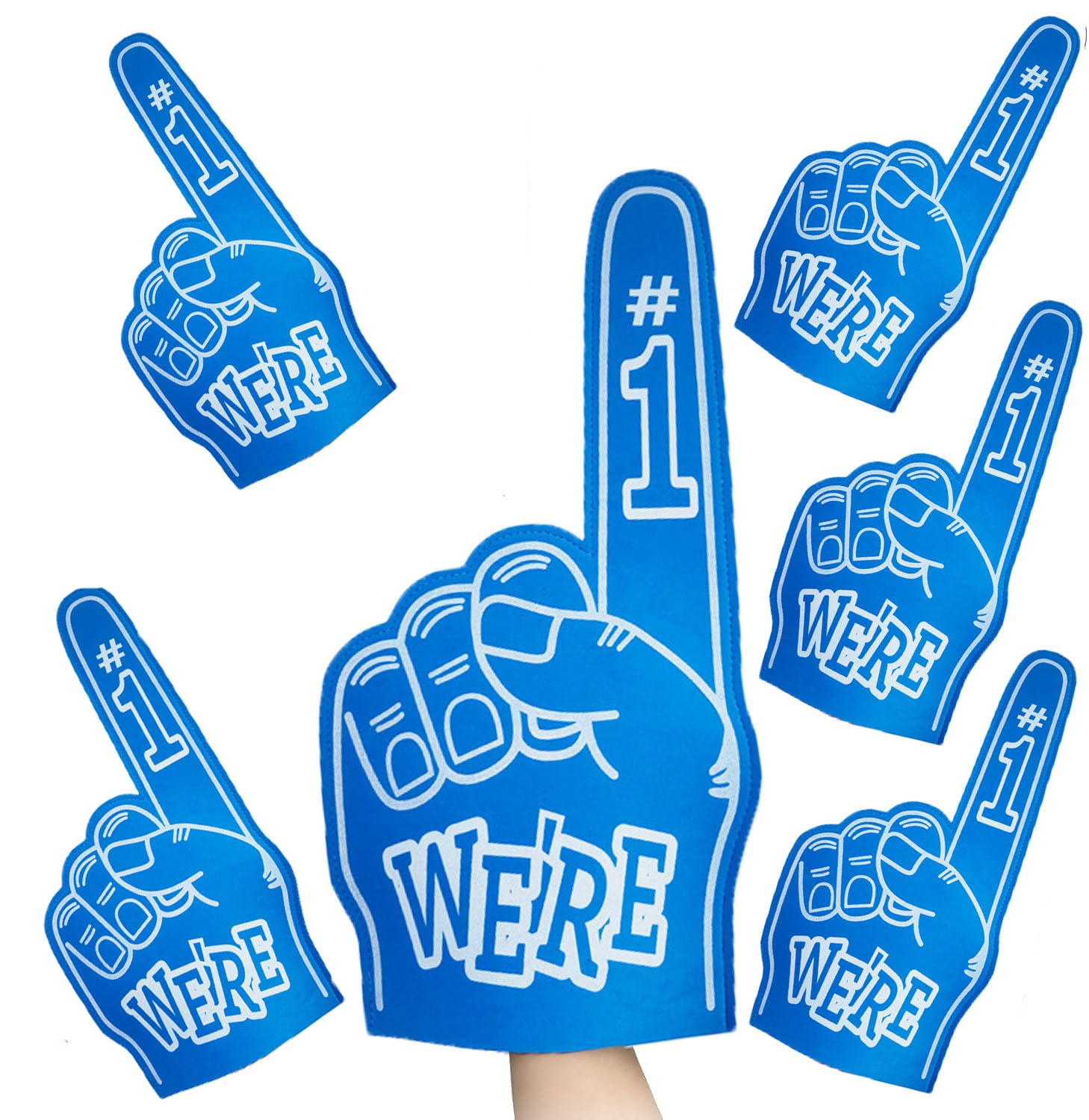 Giant Foam Finger 6 Pack We're Number 1 Foam Hand 18 Inch Baseball Foam Fingers for Sports Events Games School Stadium Team Finger Foam Hand for Fans Cheerleaders Party