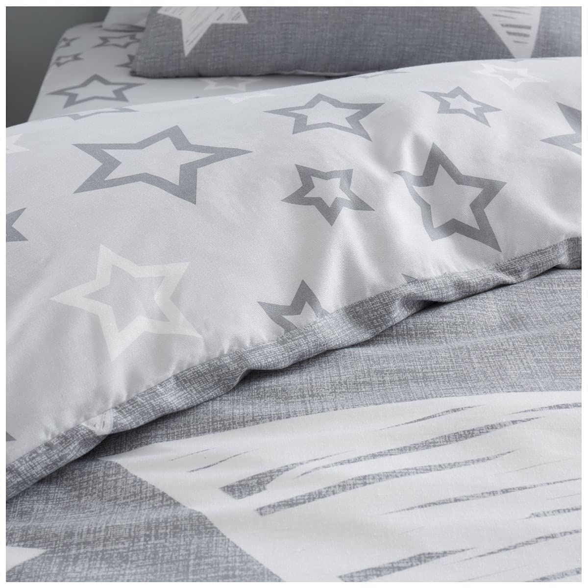 GC GAVENO CAVAILIA Kids Super Star Duvet Cover Set Double, Grey, Double Duvet Set (200x200cm) - Image 4