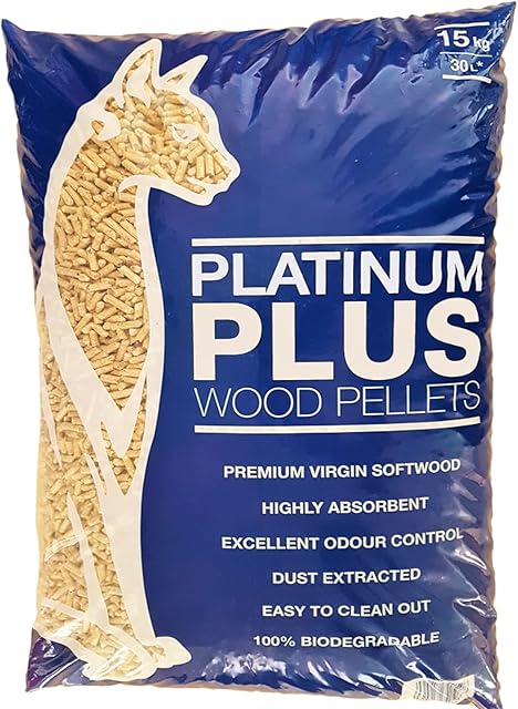 Platinum Plus Animal Cat & Kitten Litter Wood Pellets 2 x 30L Bags (60L)