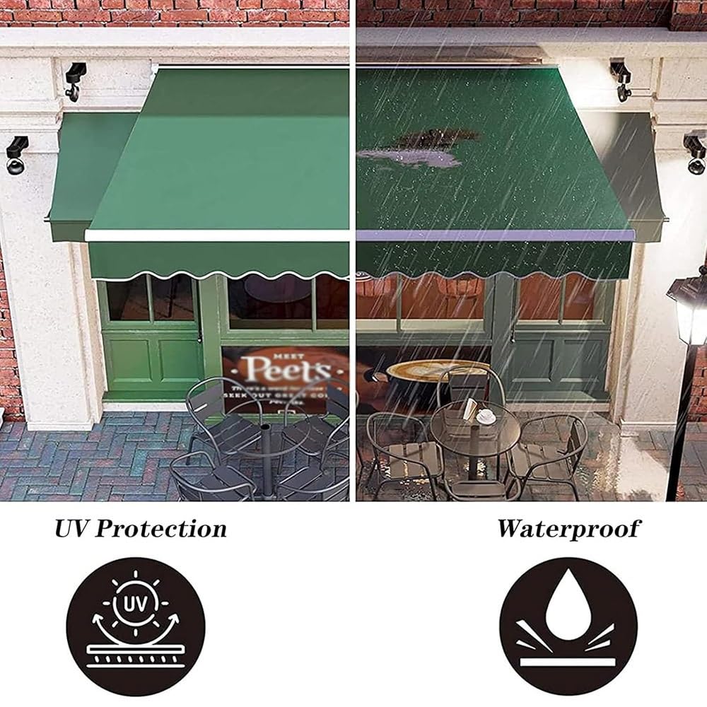 Verde Tessuto Di Ricambio Per Tenda Da Sole Terrazza, Ricambio Di Tessuto Per Tende Da Sole In Poliestere, Commerciale Telo Di Ricambio Per Tenda Da Sole, Resistente, Senza Telaio(10x8ft/3x2.4m